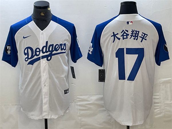 Men's Los Angeles Dodgers #17 大谷翔平 White/Blue Vin Patch Cool Base Stitched Baseball Jersey Men's Los Angeles Dodgers #17 大谷翔平 White/Blue Vin Patch Cool Base Stitched Baseball Jersey